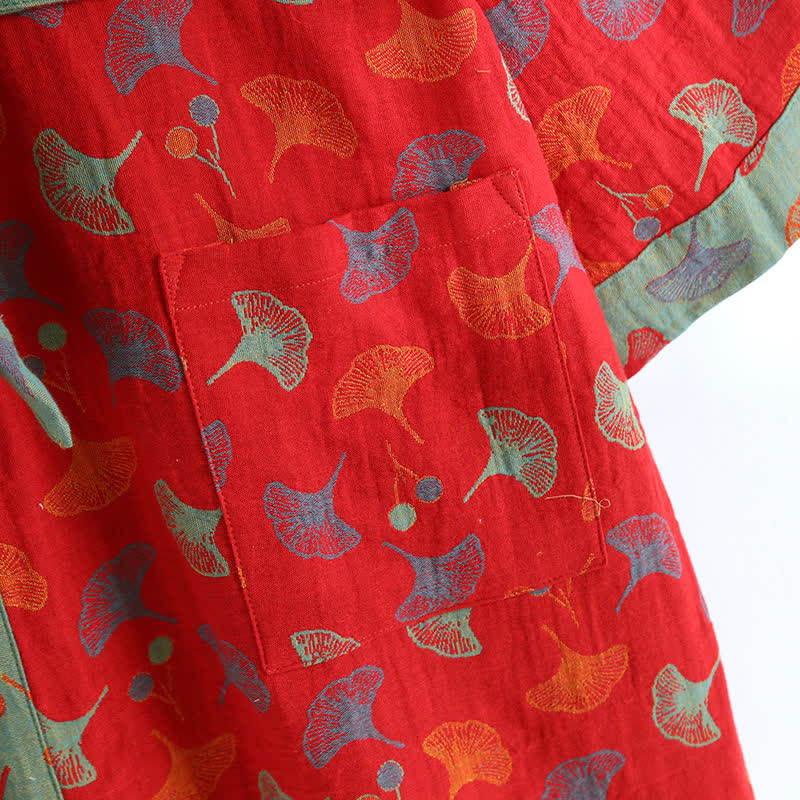 Kimono bicolore in garza di cotone ginkgo - image 14