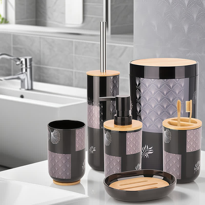 Set di accessori da bagno con foglie di ginkgo (6 pezzi) - image 2