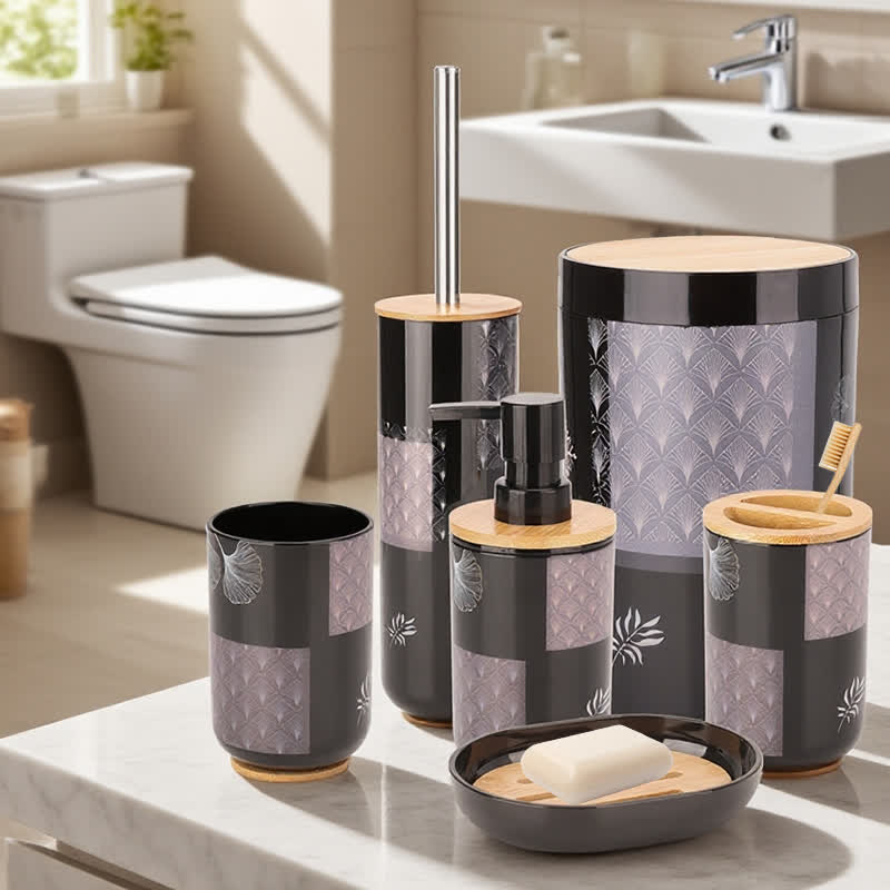 Set di accessori da bagno con foglie di ginkgo (6 pezzi) - Set (6 pezzi) - image 1