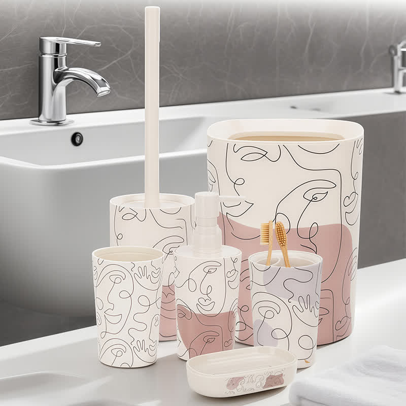 Set di accessori da bagno con volto astratto (6 pezzi) - image 2