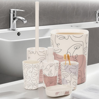 Set di accessori da bagno con volto astratto (6 pezzi) - image 2