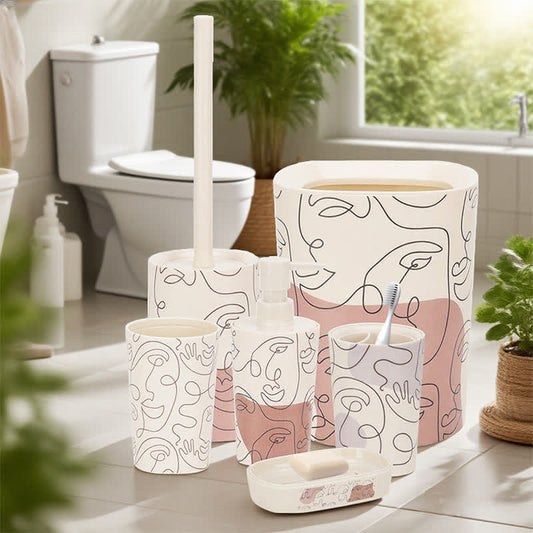 Set di accessori da bagno con volto astratto (6 pezzi) - Set (6 pezzi) - image 1