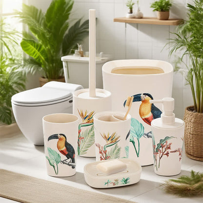 Set di accessori da bagno con fenicotteri tropicali (6 pezzi) - Set (6 pezzi) - image 1