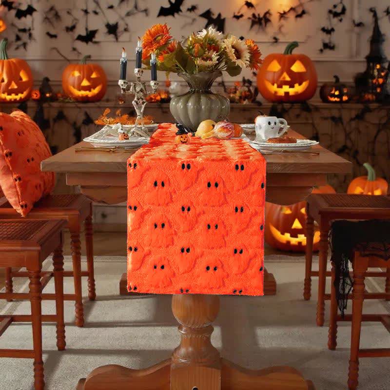 Runner da tavolo ricamato con fantasma di peluche di Halloween - Arancia - 35cm x 330cm - image 15