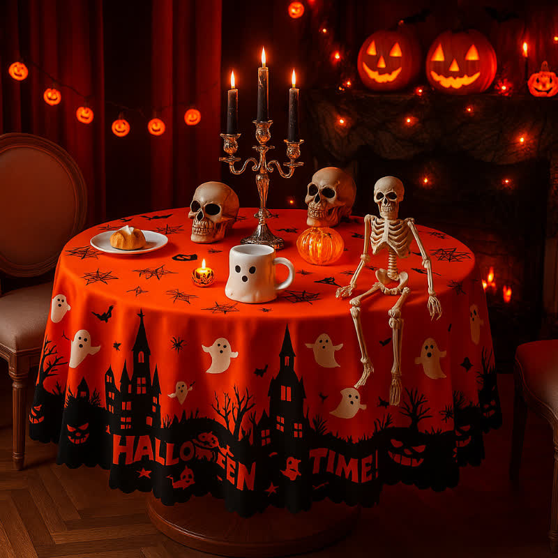 Tovaglia con stampa di fantasmi del castello infestato di Halloween - Girare - 180cm x 180cm - image 3