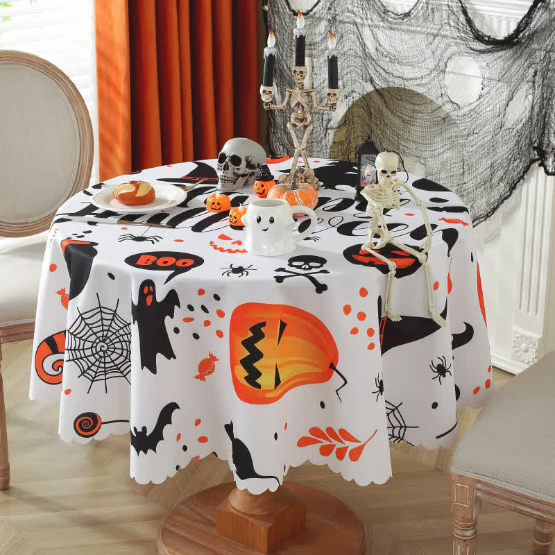Tovaglia con stampa di zucca di Halloween e fantasma - Girare - 180cm x 180cm - image 2