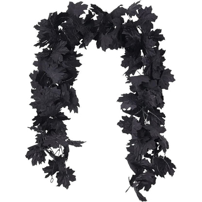 Ghirlanda di foglie d'acero artificiali nere di Halloween - 3 pezzi - 170cm - image 3