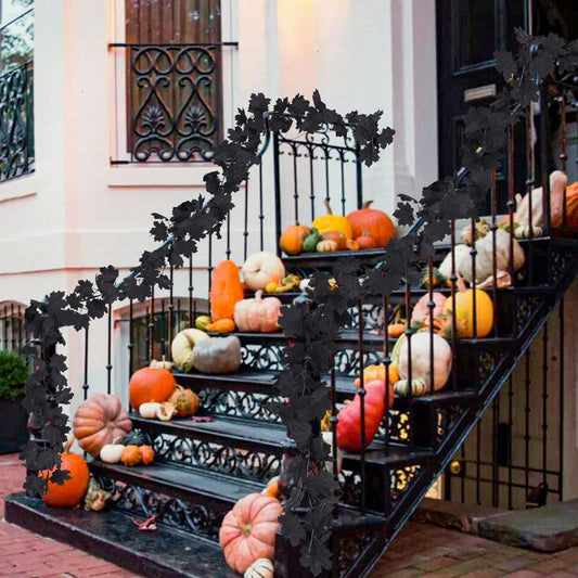 Ghirlanda di foglie d'acero artificiali nere di Halloween - image 1
