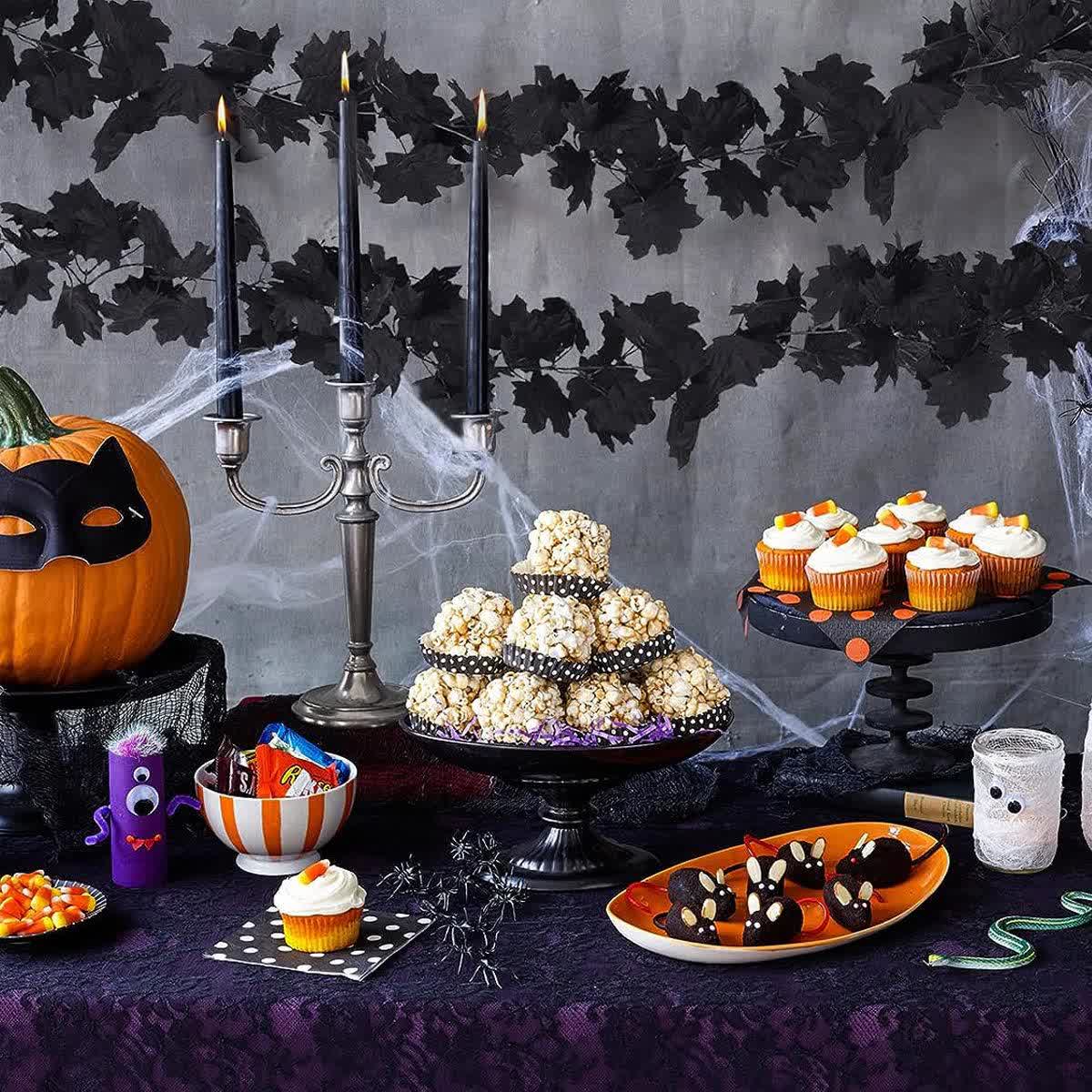 Ghirlanda di foglie d'acero artificiali nere di Halloween - image 2