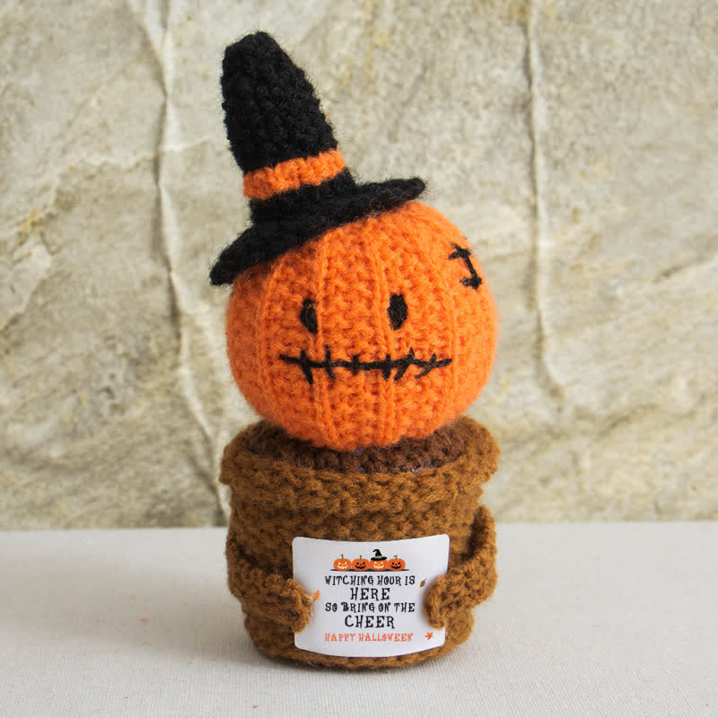 Ornamento di Halloween con pianta in vaso all'uncinetto - Zucca - 3 pezzi - 16*6cm - image 6