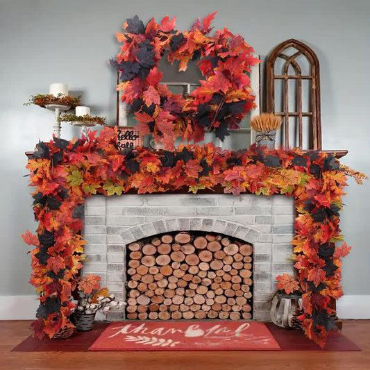Ghirlanda di foglie d'acero artificiali di Halloween - 3 pezzi - 172cm - image 1