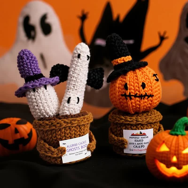 Ornamento di Halloween con pianta in vaso all'uncinetto - image 1
