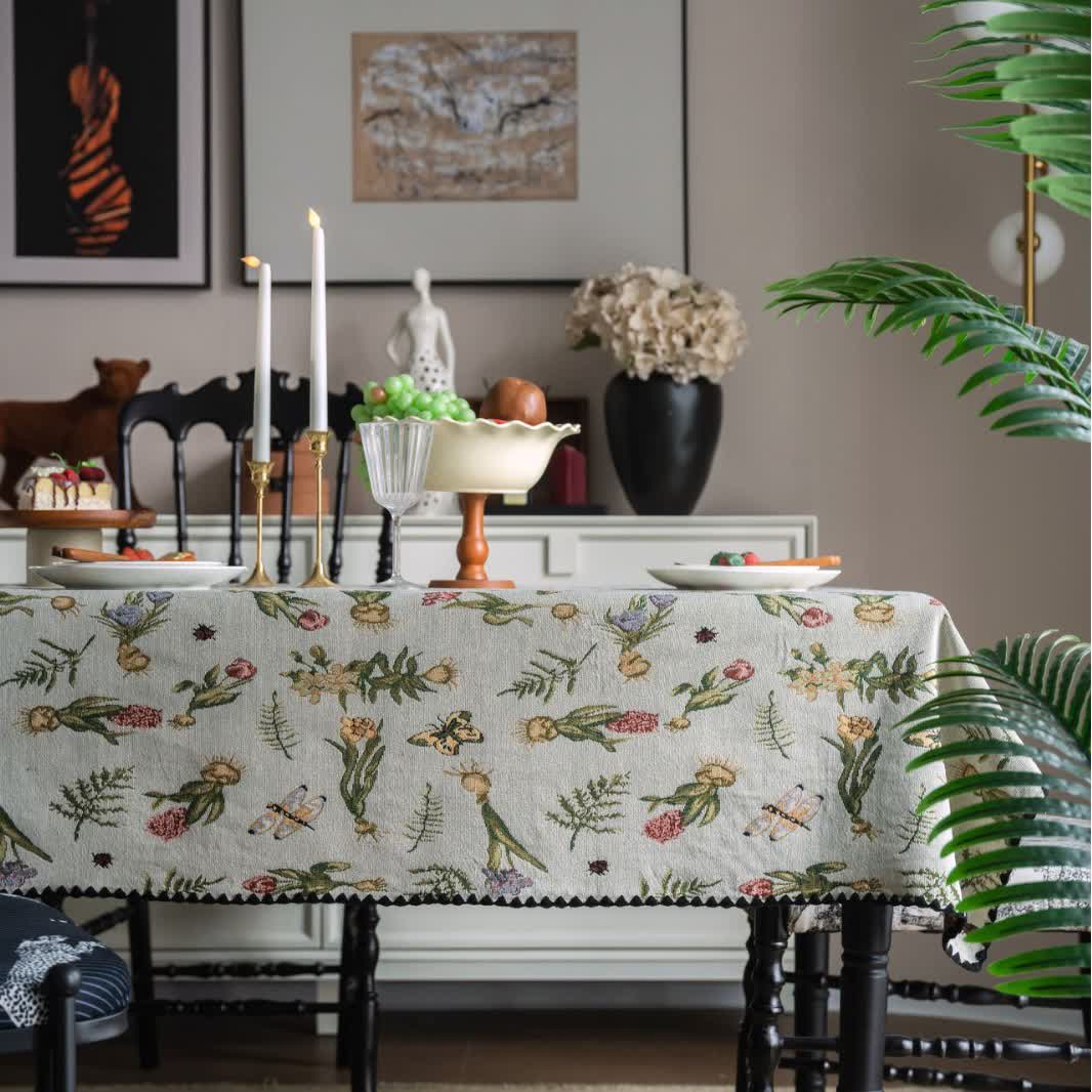 Tovaglia jacquard con farfalle e narcisi vintage - Girare - 152cm x 152cm - image 1