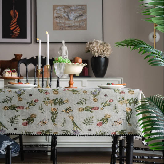 Tovaglia jacquard con farfalle e narcisi vintage - Girare - 152cm x 152cm - image 1