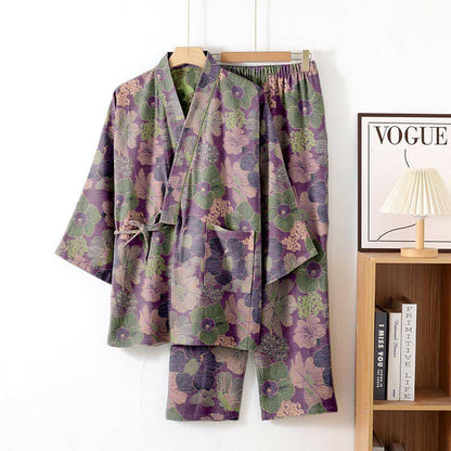 Completo da casa in stile kimono Peach Blossom - Viola - XL - image 5