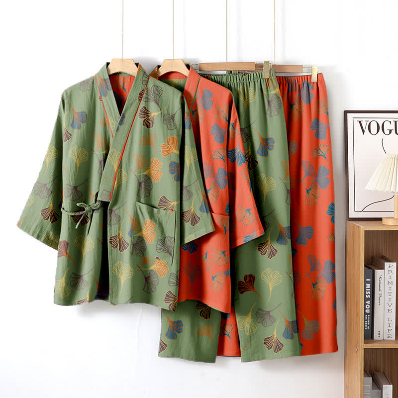 Completo da salotto in kimono di garza di cotone Ginkgo - image 1