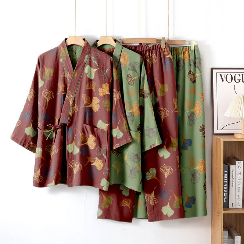 Completo da salotto in kimono di garza di cotone Ginkgo - image 4