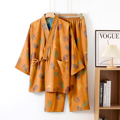 Completo da salotto in kimono di garza di cotone Ginkgo - Arancia - XL - image 9