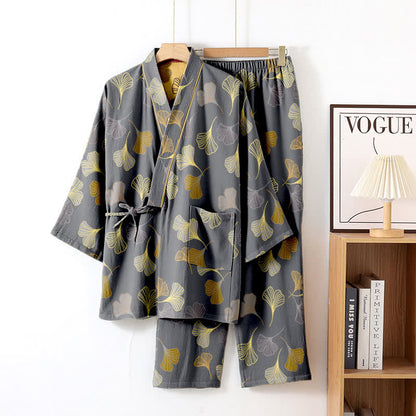 Completo da salotto in kimono di garza di cotone Ginkgo - Grigio scuro - XL - image 33