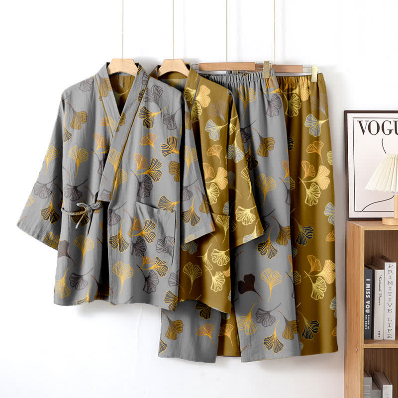 Completo da salotto in kimono di garza di cotone Ginkgo - image 4
