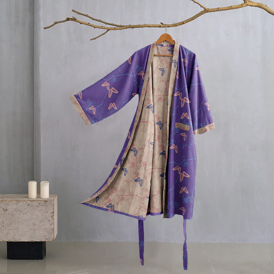 Kimono in garza di cotone a farfalla - Viola - XL - image 1