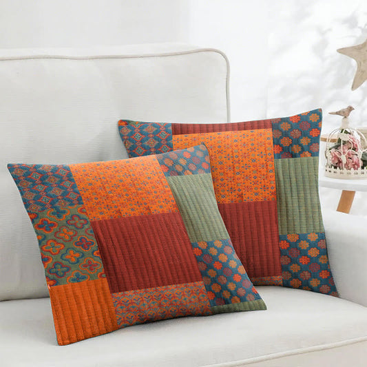 Federe quadrate in jacquard di garza di cotone patchwork (2 pezzi) - 45cm x 45cm - image 1