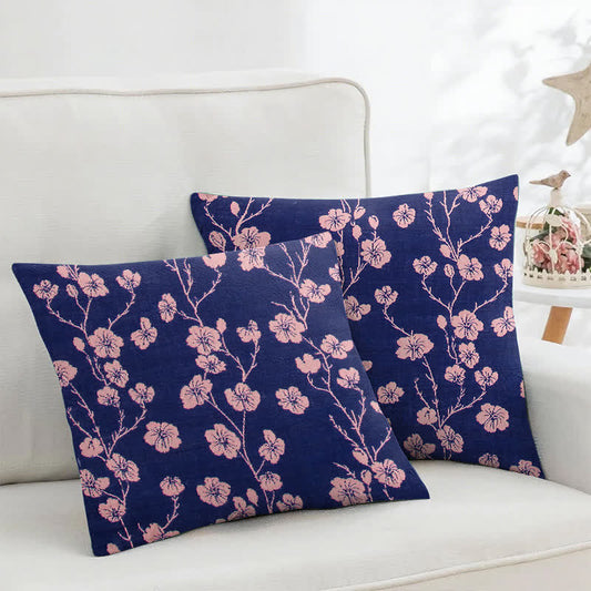 Federe quadrate in jacquard di cotone con fiori di ciliegio (2 pezzi) - 45cm x 45cm - image 1