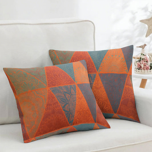 Federe quadrate in cotone jacquard con motivo triangolare (2 pezzi) - 45cm x 45cm - image 1