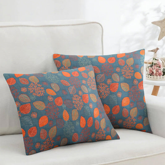 Federe quadrate in cotone jacquard con stampa a foglie (2 pezzi) - 45cm x 45cm - image 1
