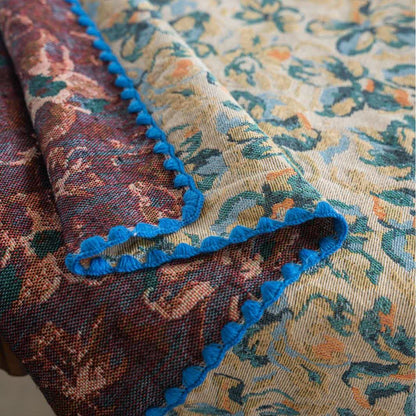 Tovaglia jacquard floreale blu in stile rustico - image 6