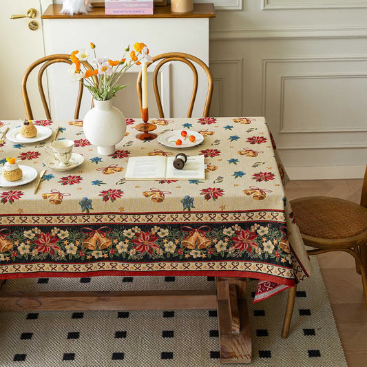 Tovaglia jacquard floreale con campane di Natale - 140cm x 260cm - image 1