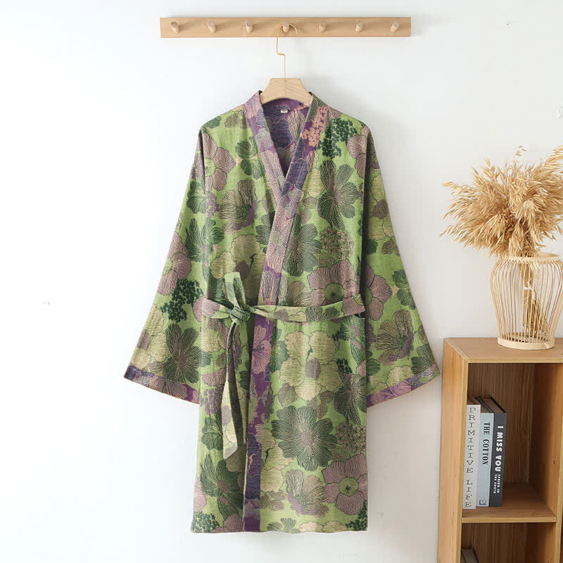 Kimono in garza di cotone color pesca - image 7