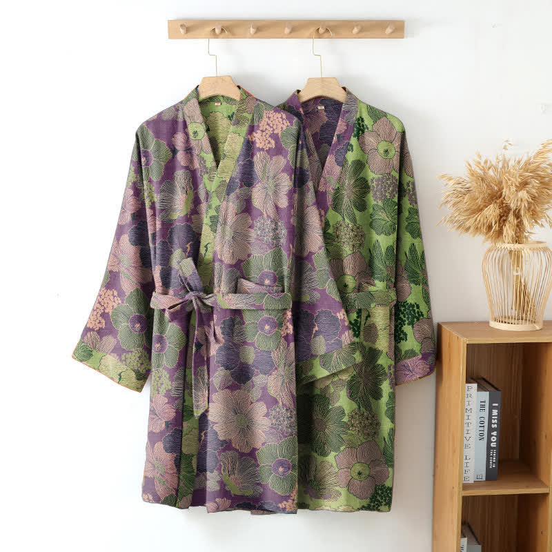 Kimono in garza di cotone color pesca - image 1