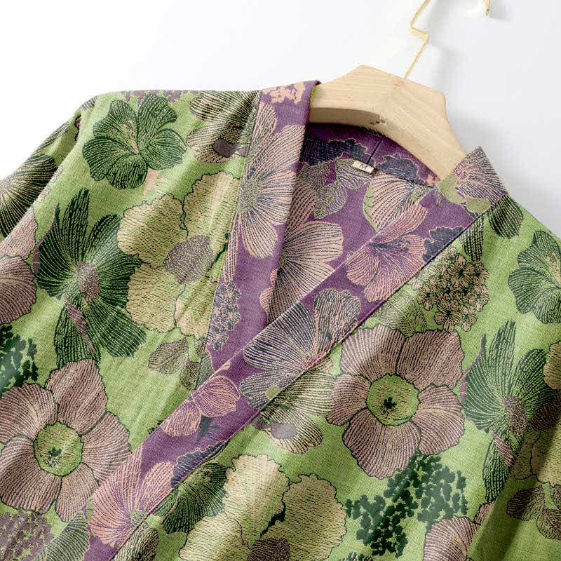 Kimono in garza di cotone color pesca - image 8