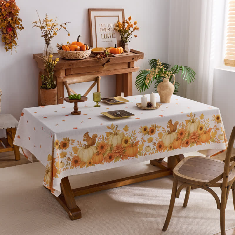 Tovaglia impermeabile con motivo girasole e zucca - 150cm x 259cm - image 1