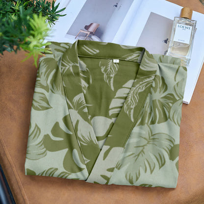 Kimono in garza di cotone con stampa Monstera - image 9