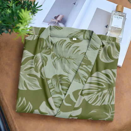 Kimono in garza di cotone con stampa Monstera - image 4