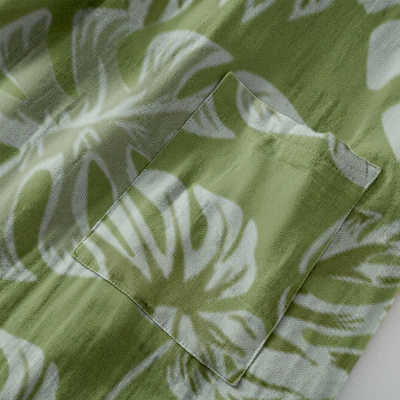 Kimono in garza di cotone con stampa Monstera - image 6