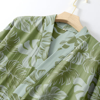 Kimono in garza di cotone con stampa Monstera - image 5