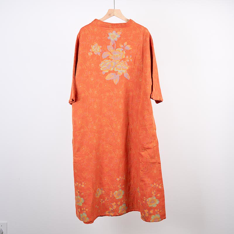 Camicia da notte vintage in garza di cotone con fiori di pesco - image 5
