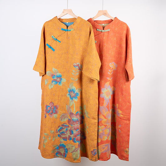Camicia da notte vintage in garza di cotone con fiori di pesco - image 1