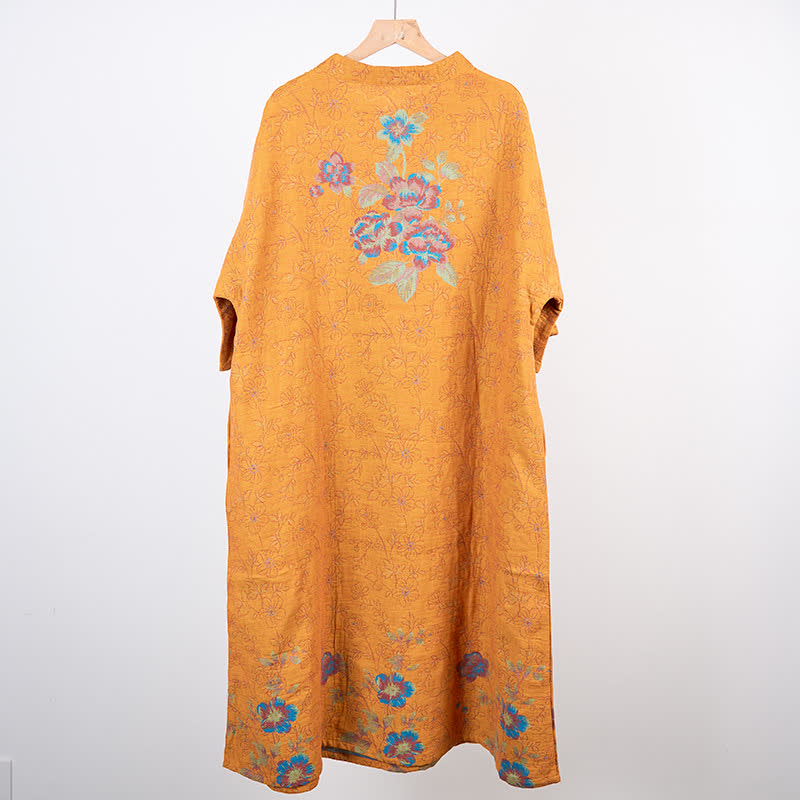 Camicia da notte vintage in garza di cotone con fiori di pesco - image 3