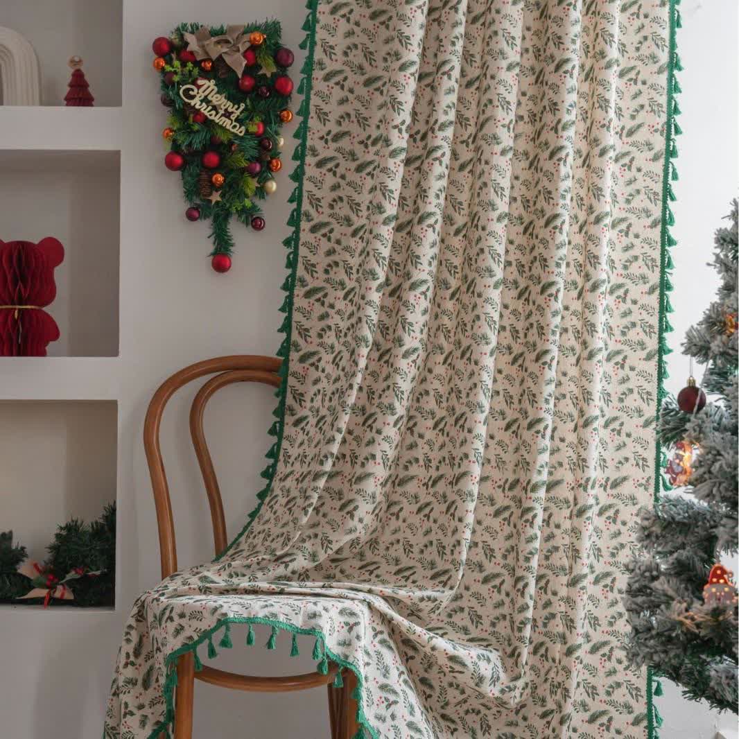 Tenda filtrante per la luce con aghi di pino e bacche - Tasca per asta - 150cm x 260cm - image 1