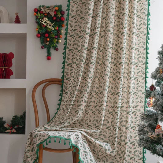 Tenda filtrante per la luce con aghi di pino e bacche - Tasca per asta - 150cm x 260cm - image 1