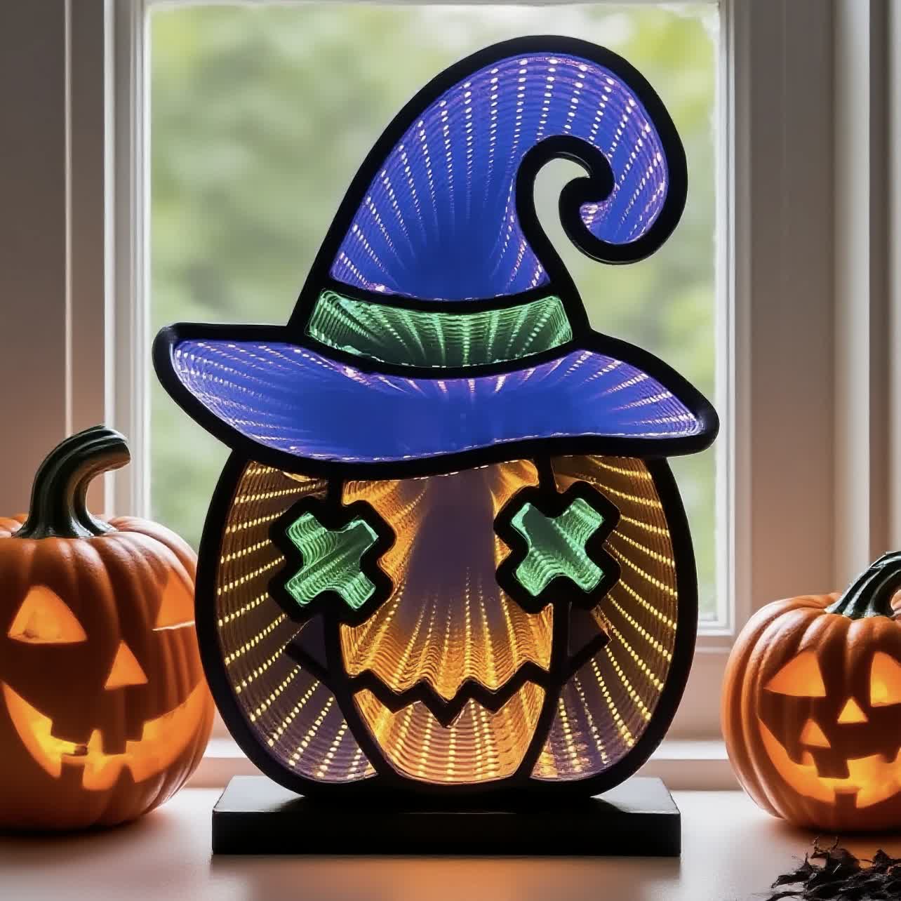 Zucca di Halloween Infinity Lights con cappello - image 3