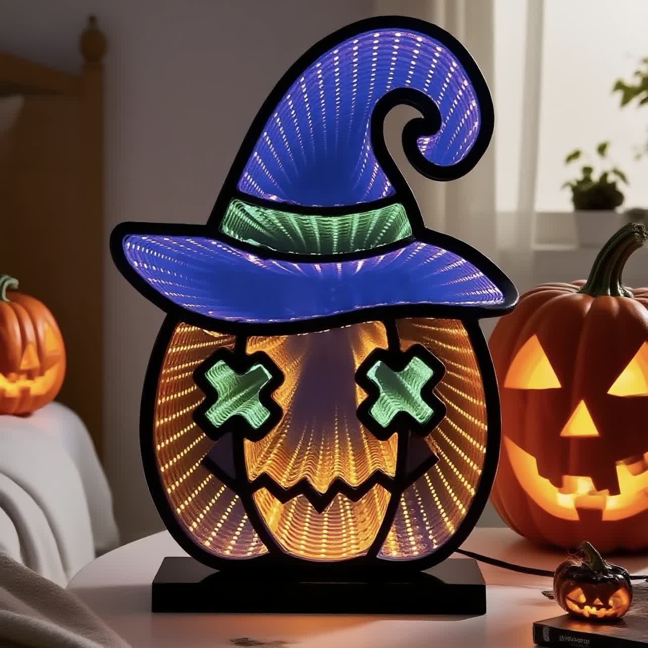 Zucca di Halloween Infinity Lights con cappello - image 2