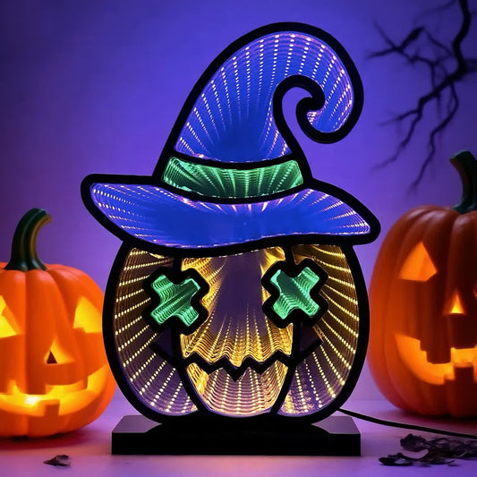 Zucca di Halloween Infinity Lights con cappello - 2 pezzi - 2"L x 8"L x 11"A - image 1