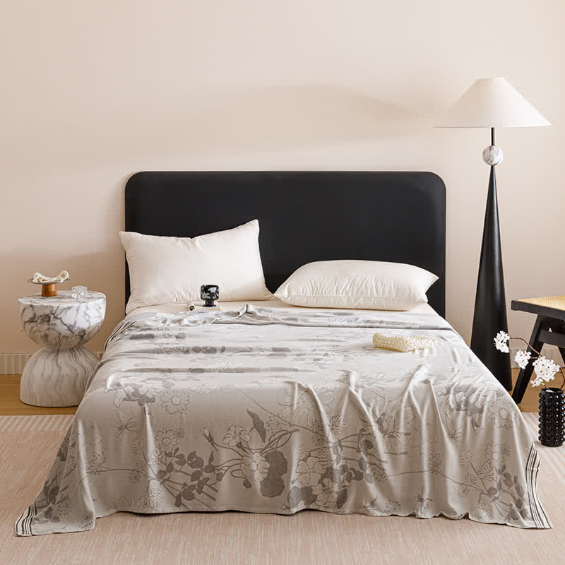 Copriletto rinfrescante con stampa floreale rustica - Grigio - Matrimoniale - image 3