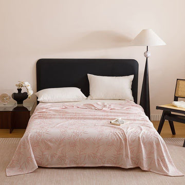 Copriletto rinfrescante con stampa in bambù - Rosa - Matrimoniale - image 1