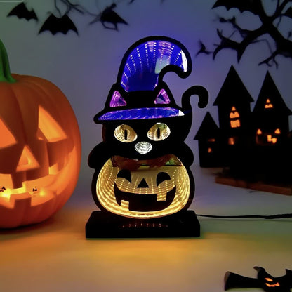 Luci infinite a forma di zucca di gatto nero 3D - image 2